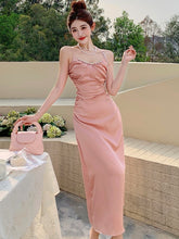 BXOXO party look inspos Elegant Solid Satin Womens Dresses Sexy Spaghetti Strap Wedding Bithday Party Dress Female One Piece High Waist Casual Vestidos